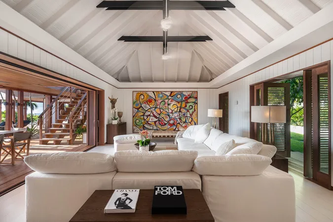 Indulge in Villa Aura St Barts' Stylish Interiors Featuring a Seamless Indoor-Outdoor Living Experience.