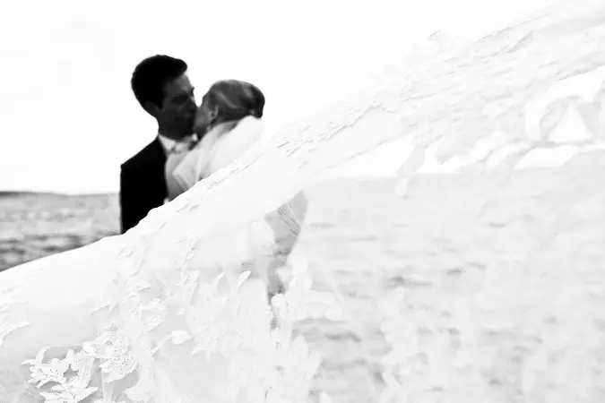 newlyweds on the beach